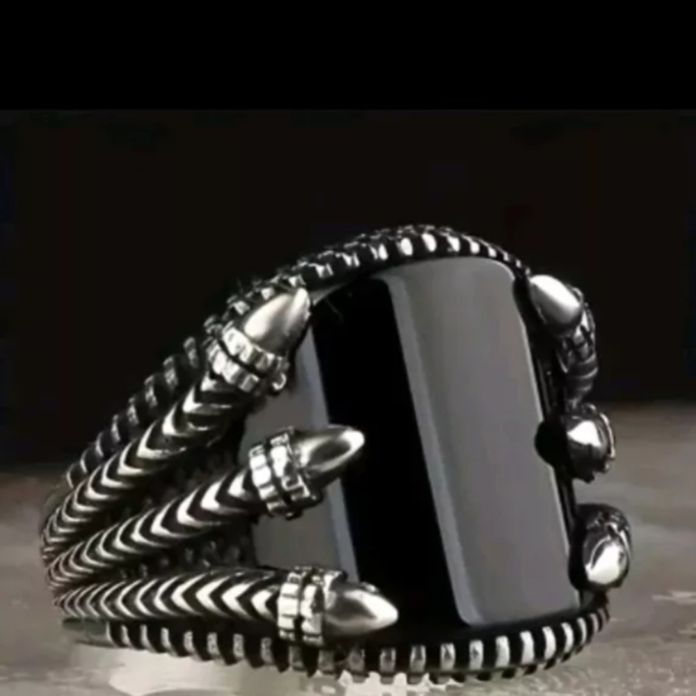Black and Silver Gothic Ring size 8